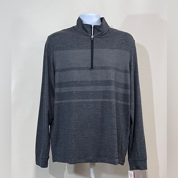 BEN‎ HOGAN Gray stripe 1/4 zip long sleeve pullover size M. - Picture 4 of 12